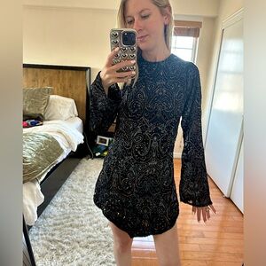 Nasty Gal Embellished Flute Sleeve Mini Dress. Size 6